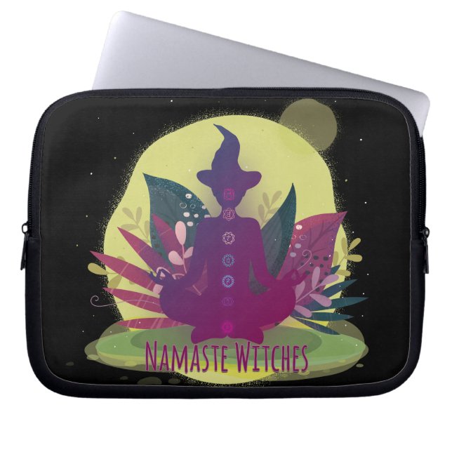 Halloween Yoga Namaste Witches Laptop Sleeve (Front)