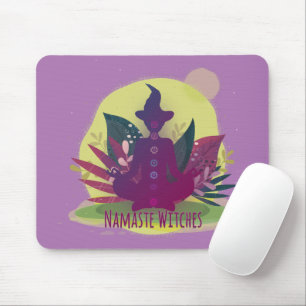 Halloween Yoga Namaste Witches Mouse Pad
