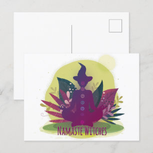 Halloween Yoga Namaste Witches Postcard