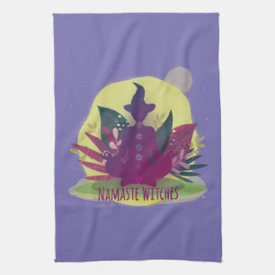 Halloween Yoga Namaste Witches Tea Towel