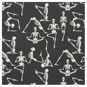 halloween yoga skeletons black fabric