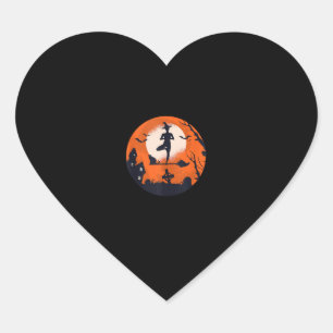 Halloween Yoga Witch Cat Boy Girl Men Women  Heart Sticker