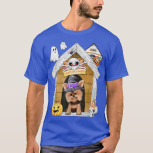 Halloween Yorkshire Terrier Dog Witch Haunted Hous T-Shirt