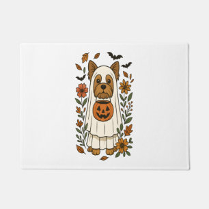 Halloween Yorkshire Terrier Flowers Halloween Doormat