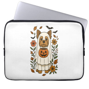 Halloween Yorkshire Terrier Flowers Halloween Laptop Sleeve