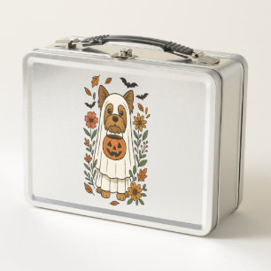 Halloween Yorkshire Terrier Flowers Halloween Metal Lunch Box