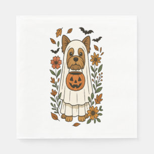 Halloween Yorkshire Terrier Flowers Halloween Napkin