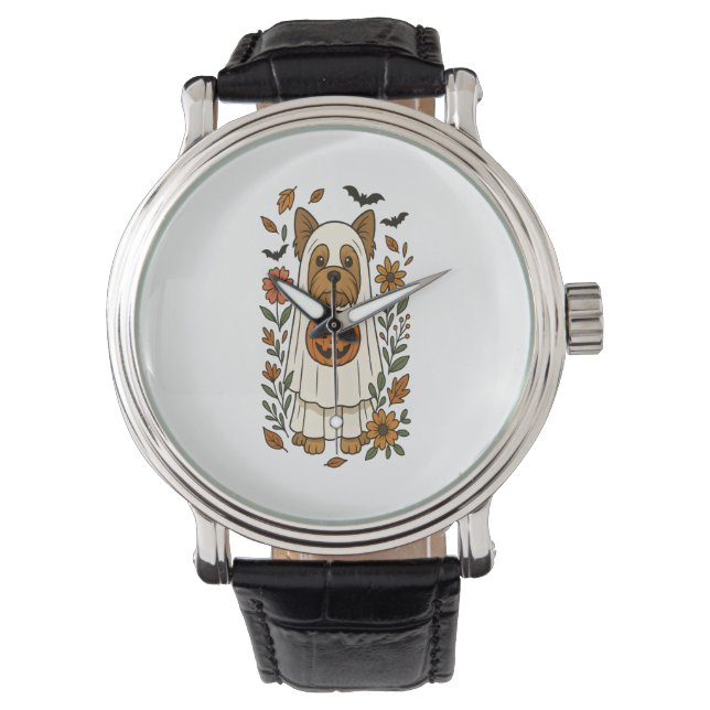 Halloween Yorkshire Terrier Flowers Halloween Watch (Front)