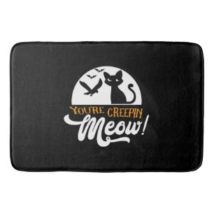 Halloween You Are Creepin Meow Birthday Bath Mat