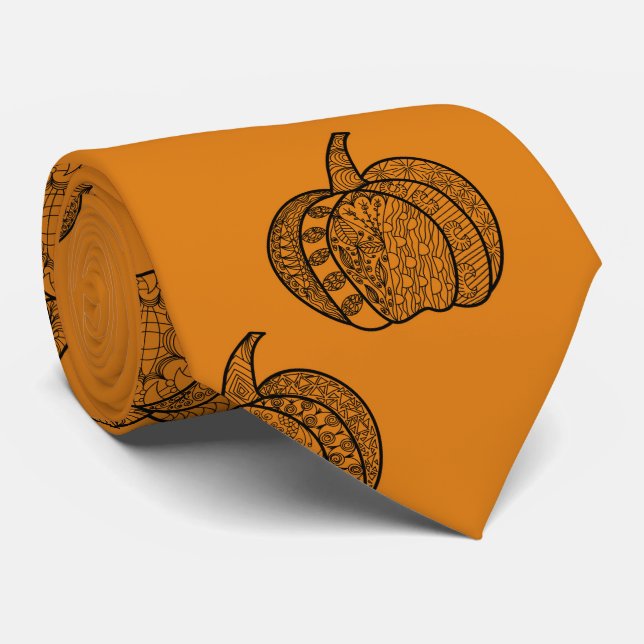 Halloween Zentangle® inspired pumpkins Autumn Tie (Rolled)