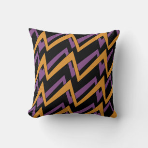 Halloween Zig Zags Orange Purple   Cushion