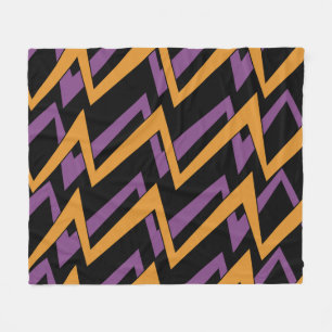 Halloween Zig Zags Orange Purple Fleece Blanket