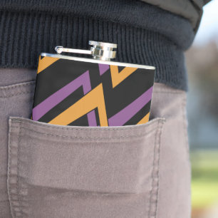 Halloween Zig Zags Orange Purple    Hip Flask
