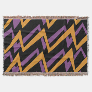 Halloween Zig Zags Orange Purple   Throw Blanket