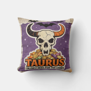 Halloween Zodiac Taurus Skeleton Birthday Gift Cushion