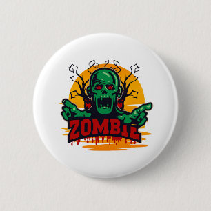 halloween zombie 6 cm round badge