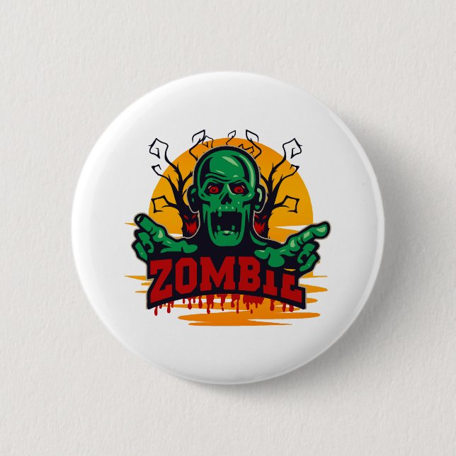 halloween zombie 6 cm round badge (Front)