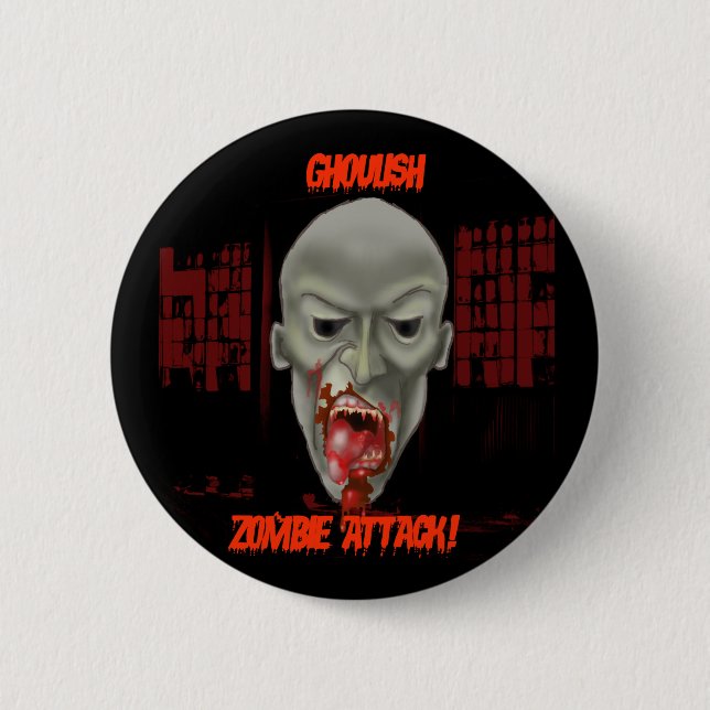 Halloween Zombie Button! 6 Cm Round Badge (Front)