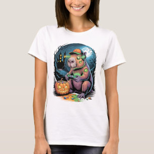 Halloween Zombie Capyra Gamer Haunted Castle Video T-Shirt