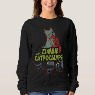 Halloween Zombie Cat Apocalypse Kitty Party Sweatshirt