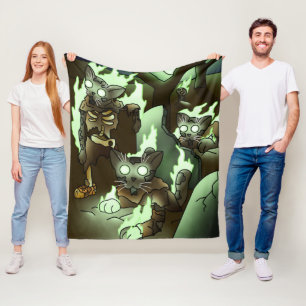 Halloween Zombie Cats Fleece Blanket
