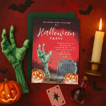Halloween Zombie Cemetery Party Invitation<br><div class="desc">Invite your friends to join you for a scare (if they dare) at a Halloween Party. This invitation is perfect for a Halloween costume party or for a halloween themed birthday party for older kids,  teens,  or adults. Easily customise the text with the online editor.</div>
