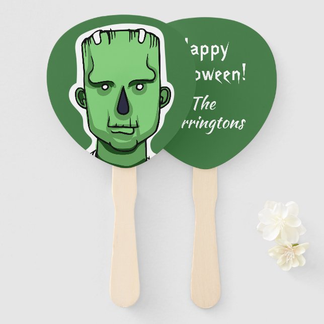 Halloween Zombie custom text hand fan set (Front and Back)