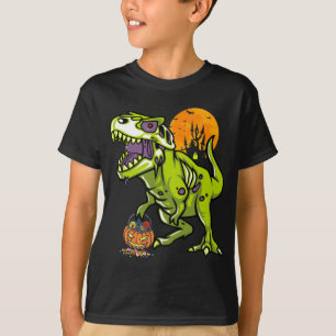 Halloween Zombie Dinosaur Gift for Kids Boys Girls T-Shirt