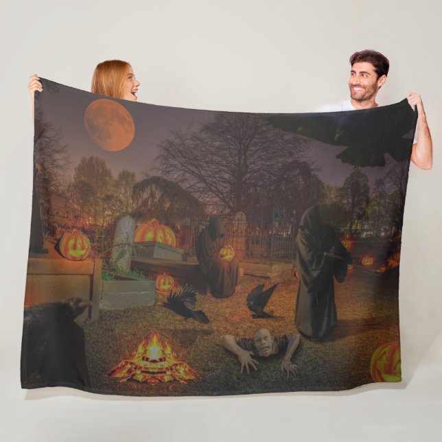 HALLOWEEN ZOMBIE FLEECE BLANKET (In Situ)