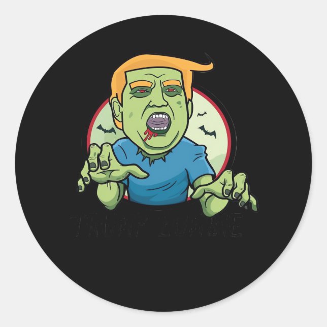 Halloween  Zombie Funny Classic Classic Round Sticker (Front)