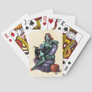 Halloween Zombie Girl Pin Up Playing Cards