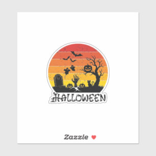 Halloween Zombie Hand Tombstone Tree Black Cat Bat