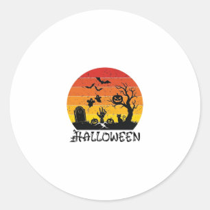 Halloween Zombie Hand Tombstone Tree Black Cat Bat Classic Round Sticker