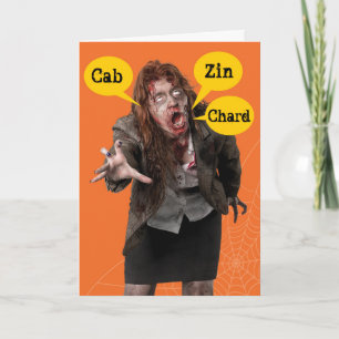 Halloween Zombie Happy Hallowine  Wino Card