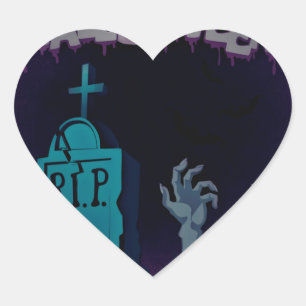 halloween zombie heart sticker