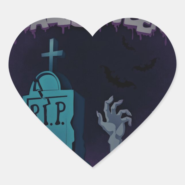 halloween zombie heart sticker (Front)