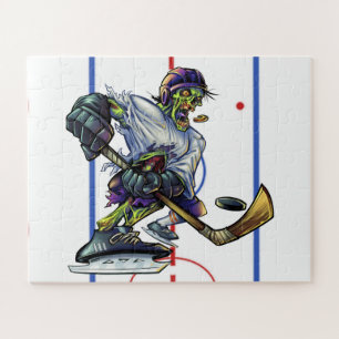 Halloween Zombie Hockey Player Funny Sports Jigsaw Puzzle