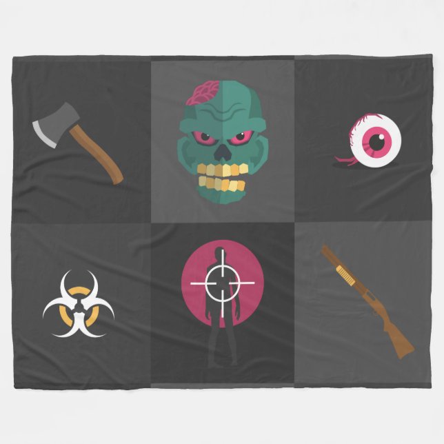 halloween zombie hunter fleece blanket (Front (Horizontal))