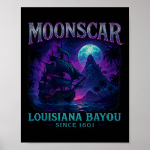 Halloween Zombie Island Moon Island Retro Cartoon Poster