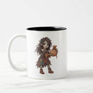 Halloween Zombie Lady Two-Tone Coffee Mug