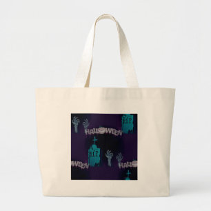 halloween zombie large tote bag