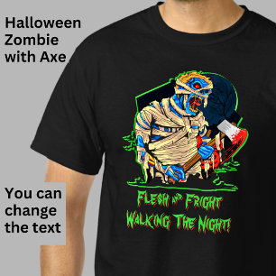 Halloween Zombie Monster Mummy Bandages Blood Axe  T-Shirt