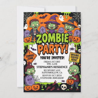 Halloween Zombie Party Invitation