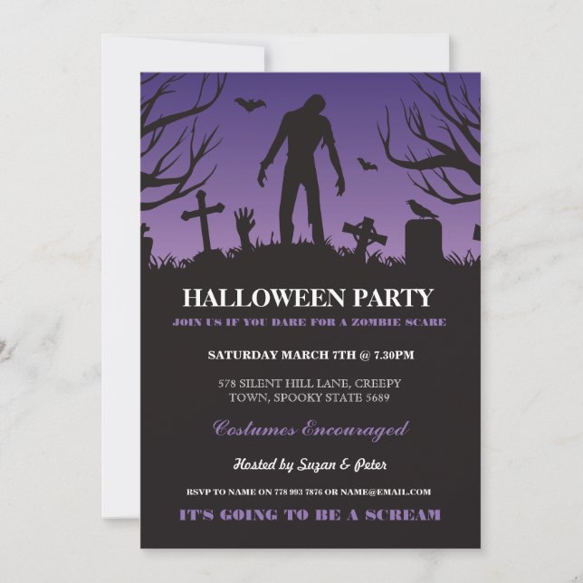 Halloween Zombie Party Spooky Graveyard Invitation (Front)