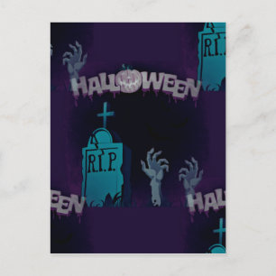 halloween zombie postcard