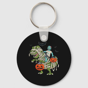 Halloween Zombie Riding T Rex Fun Boys Girls Kids Key Ring