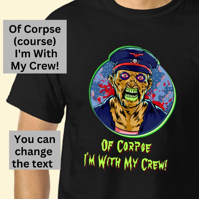 Halloween Zombie Scary Angry Ghost Captain Crew T-Shirt (Creator Uploaded)