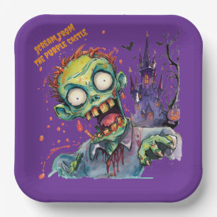 Halloween, Zombie,Scream From The Purple Castle , Paper Plate