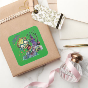 Halloween, Zombie,Scream From The Purple Castle , Square Sticker