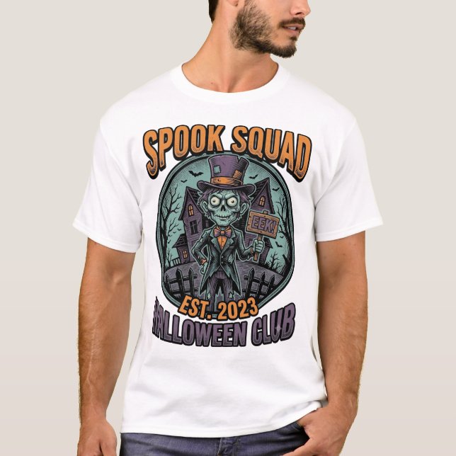 Halloween Zombie Shirt Funny Spook Squad Engraved  (Front)